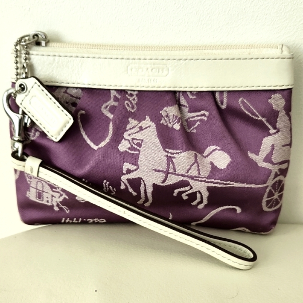 COACH Purple Sateen Wristlet